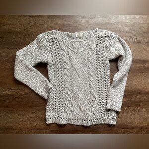 BERRETTI Italy Anthropologie gray open knit chunky sweater wool alpaca blend M
